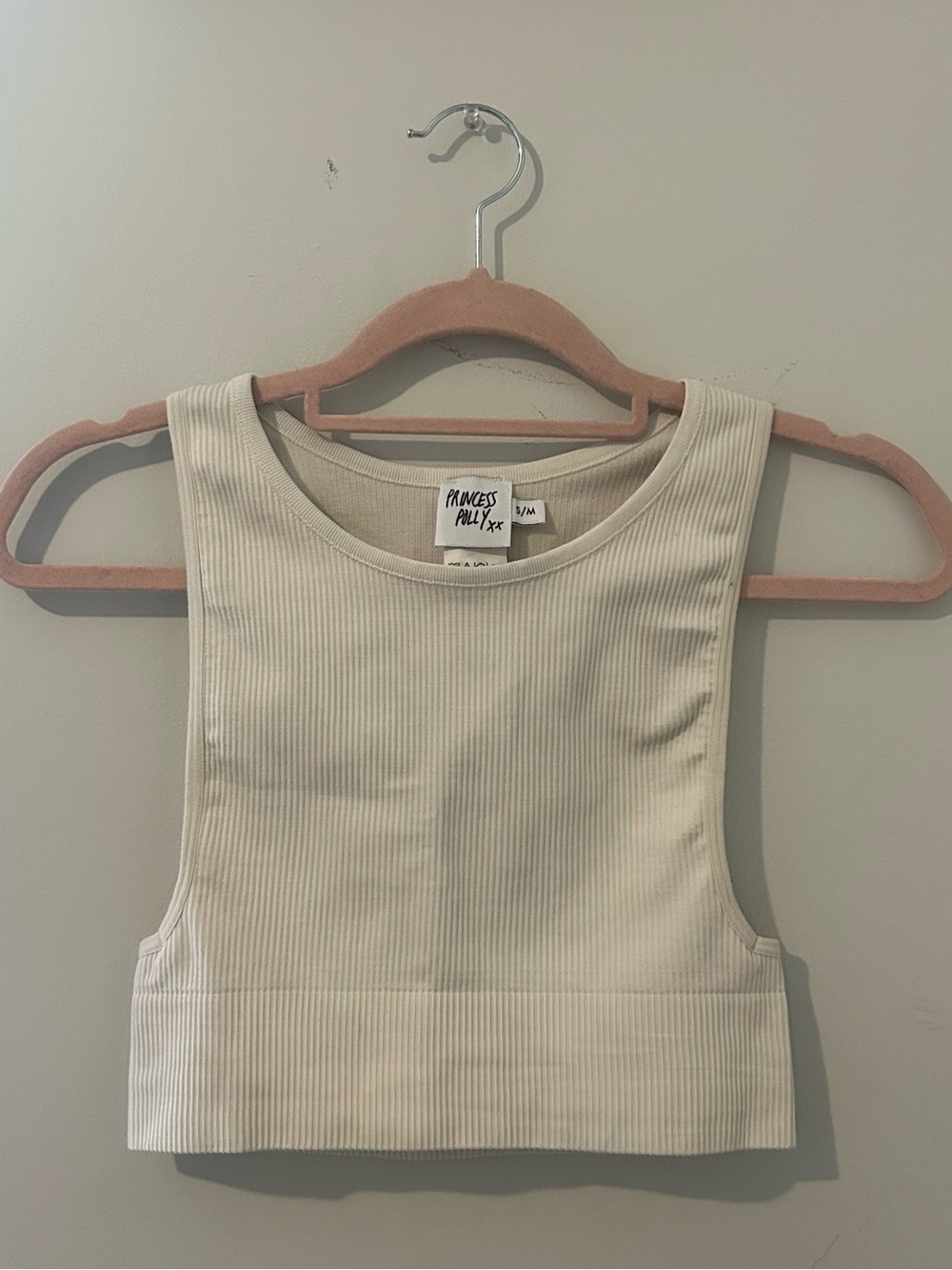 Princess Polly Ribbed Crop Tank Top - Cream